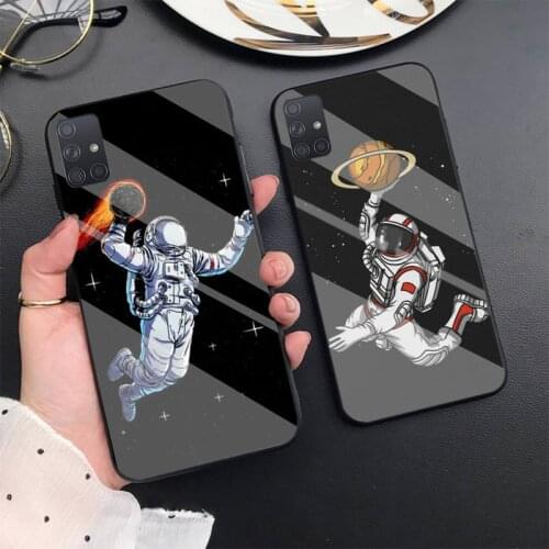 Basketball Space Astronaut Fire Phone Case For Samsung S6 7edge 8 9 10e 20plus S20 Ultra Note8 9 10pro A72018 Tempered Glass