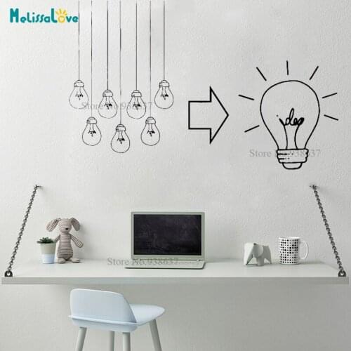 Light bulb design Creative Idea Teamwork Decor Sticker Company Office Decal Removable Vinyl Wall Stickers BA103