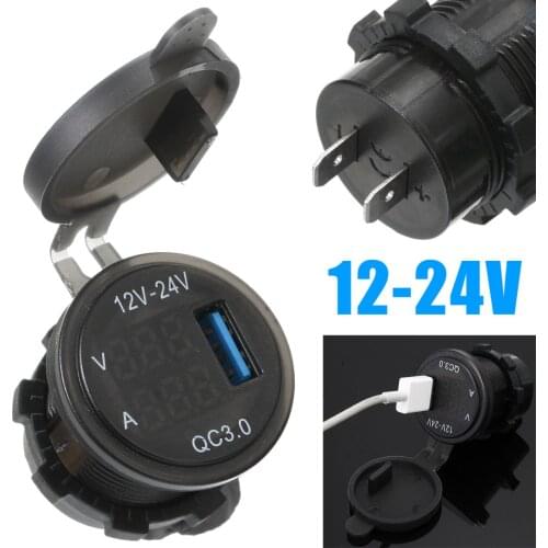 Dual USB Socket Charger Power Adapter Outlet Power QC 3.0 USB Car Charger SmartPhone Socket Adapter Voltmeter Ammeter