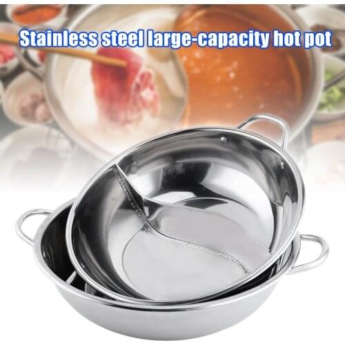 Hot Pot Stainless Steel Divided Extra Smaller Pot 2 Handle Cooking Kitchenware Pot Cooking Supplies 11 12 12.6 13.4 Inch He