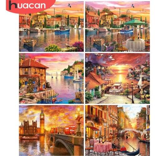 HUACAN Paint By Number Seaside Drawing On Canvas HandPainted Painting Art Gift DIY Pictures By Number City Kits Home Decor