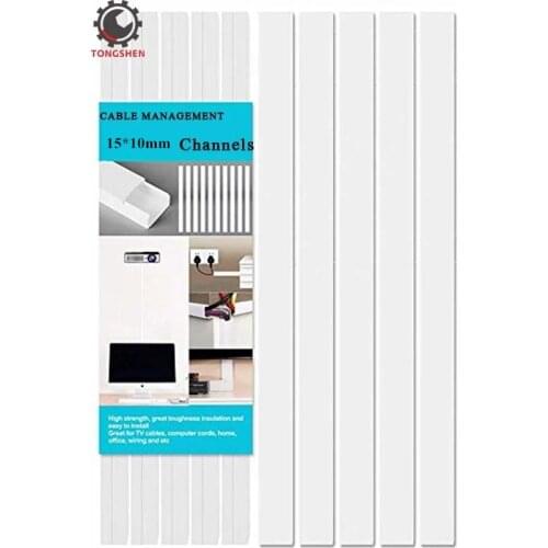 4PCS 15x10mm One-Cord Channel Cable Concealer Hide Cables Paintable Wire Cover Cable Raceway Kit Hide Wires PVC Cable Trunking