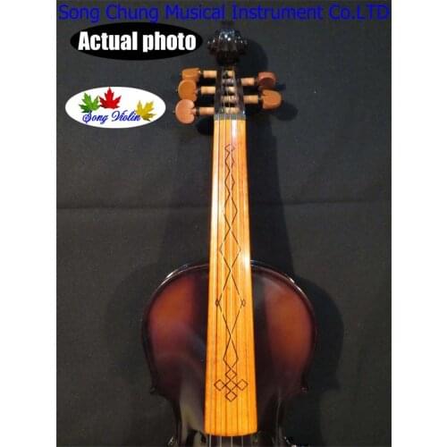 Brown colors best craft 5 strings 4/4 electric violin +Acoustic violin #8293