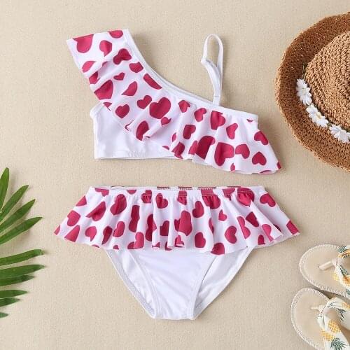 Girls Summer Swimsuit Set Childrens Clothing Girls Love Pattern Bikini Set Baby Fashion Swimsuit
