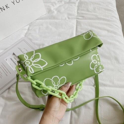 Fashion Printing Ladies Shoulder Bag Women Cross-body Shoulder Shopping Bag PU Leather Chain Ladies Hand Bag Printing