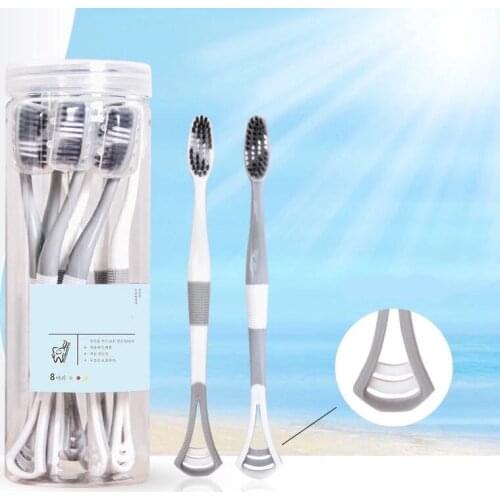 Soft Fur Toothbrushes with Tongue Cleaner Dental Brush for Teeth Adult Oral Toothbrush for Cleaning Tongue Scraper Attachments