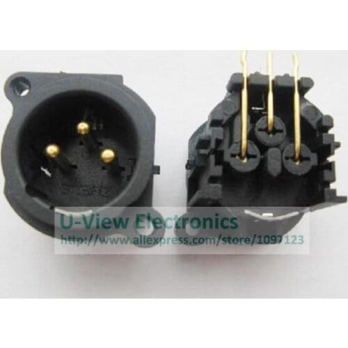 NCHTEK GOLDEN Right Angle XLR 3Pin Male Panel Socket For Microphone Guitar Charger/Free Shipping/4PCS