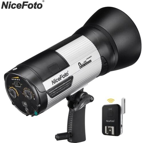 NiceFoto flash400W 1/8000s HSS Wireless Studio Strobe Flash Light Mount with Built-in 6000mAh Battery Power Adapter Photography