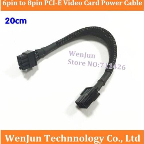 NEW GPU Video Card 6 pin Female to 8 pin Male PCI-E PET Power Cable 20cm 6p to 8p connector