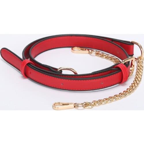 New Pu Metal Chain Shoulder Bag Belts Buckle Handle Diy Belt Bag Strap Accessories Replacement Leather Bag Belt