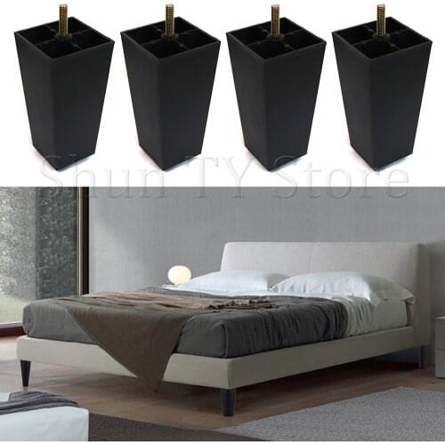2 Pcs Multi-size Square Plastic Furniture Legs Replacement Sofa Legs With M8 Bolts For Couch Cabinet Bed TV Stands