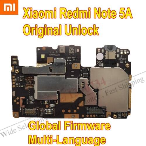 Original Global Firmware Used Test Working Unlock Mainboard For Xiaomi RedMi Note 5A Motherboard Circuits Card Fee Flex Cable