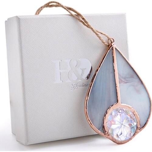 H&D Mok Jade Droplet Stained-Glass Sunglasses Rainbow Maker Window Pendant Pendant Decorates Home Garden Valentines Day Gift