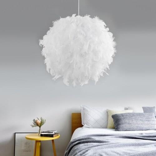 Mordern Feather Pendant Lamp E27 Lamp Holder Fairy Hanging Lamp Goose Feather Bedroom Dining Room Loft Chandelier Ceiling Light