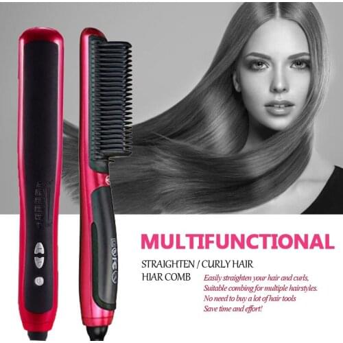 Professional Hair Straightener Electric Styling Hair Straightener Comb Heated Ceramic Brush Beard Curling Hair Straightener