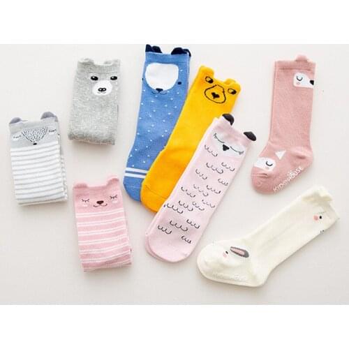 Pudcoco Brand New Lovely Newborn Toddler Kids Stockings Soft Cotton Cartoon Print Over Knee Tights For Baby Boys Girls 0-4Y