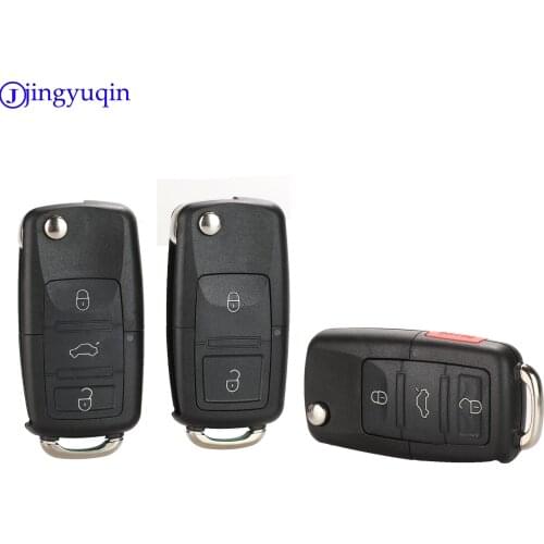 Jingyuqin 20ps 2/3/4 B Folding Car Remote Key Shell Case Fob For VW Passat Polo Golf Touran Bora Ibiza Leon Octavia Fabia