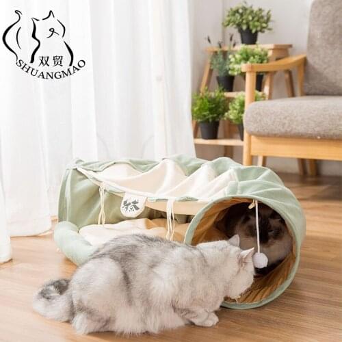 Collapsible Removeable Cat Tunnel Tube Pet Interactive Play Toys Foldable House Ring Bell For Cat Ferrets Puppy Kitten Kennel