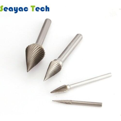 Steel processing M type point top cone carbide rotary burrs Conical grinding head alloy rotary file tungsten steel grinding head