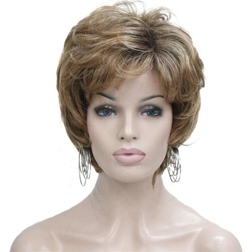 StrongBeauty Womens Capless Wigs Light brown Mix Short Straight Synthetic Hair Full Wig