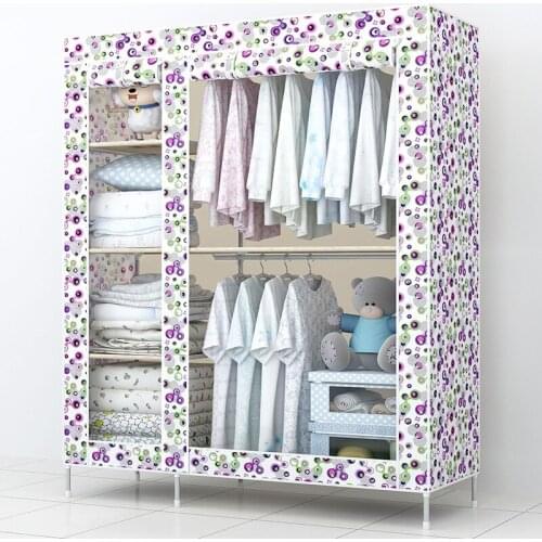 Super simple wardrobe cloth cabinet large steel reinforced steel frame combined assembled folding cloth wardrobe closet