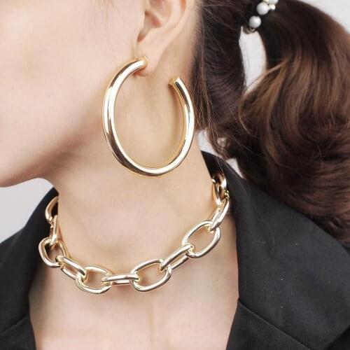 Punk 60mm Diameter Wide Hoop Earrings For Women Copper Alloy Tube Big Earrings Wholesale Jewelry 2020 UKMOC