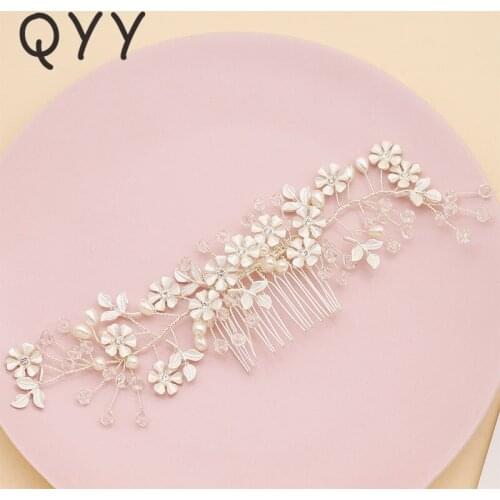QYY Newest Wedding Hair Combs White Small Flower Bridal Hair Clips Ornaments Accessories Jewelry Blossom Headpiece for Women
