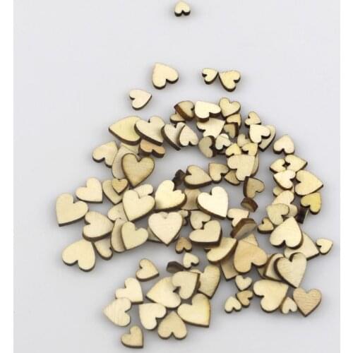 203F 100pcs Mixed Love Heart Shape Wooden Wedding Table Scatter Decor Rustic Crafts 4 Sizes