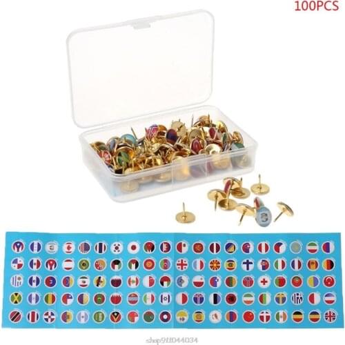 100pcs/box Map Tacks National Flag Glue Thumbtack Push Pins Notice Board Markers Office Supply Ja19 21 Dropship