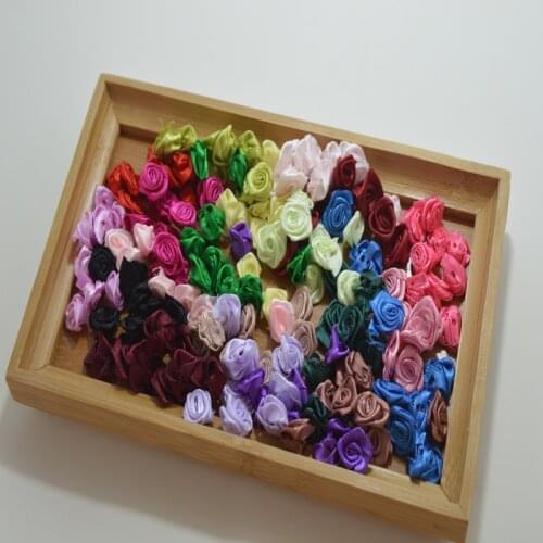 100pcs/lot)3D Multicolor diy organza flower Lace Trim Fabric Dress Decoration Bridal Trim180803