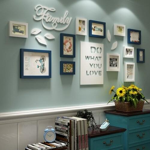 16Pcs Wall Hanging Wooden Photo Frame Set For Hallway Bedroom Living Room Family Wall Decoration Modern Art Home Decor Picture