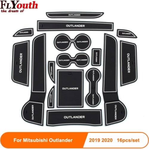 16pcs For Mitsubishi Outlander 2019 2020 Car Door Groove Mat Auto Anti-Slip Cup Mat Non Slip Door Gate Pad Car Accessories