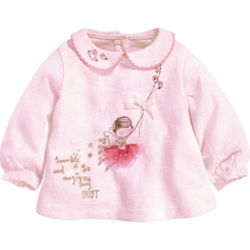 Kids 2021 Autumn New Baby Girl Fall Clothes Children Pink Print Casual Cotton T Shirt Long Sleeve Tops for Toddler Girls 2 To 7