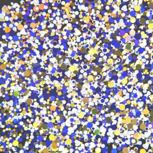 500Gram/lot Round Glitter Blue White Gold Shiny Metallic Nail Art Resin Slime Decoden Supplies 1mm2mm3mm Mixed YMP-05
