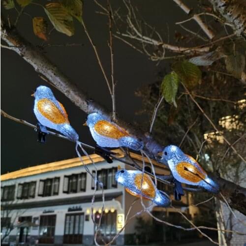 Acrylic Bird LED Solar String Lights Outdoor Waterproof Tree Decoration Light for Garden Holiday Lantern Curtain Clip Light
