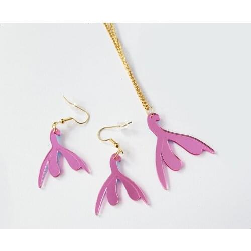 Acrylic laser Clitoris Anatomic Model Pendants Earrings Clit necklace set Feminist Lesbian clitoris gay jewelry set