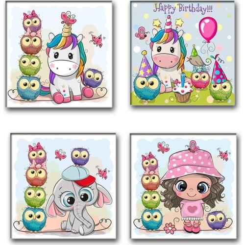 5d diamond painting cartoon unicorn owl bear elephant picture new diamond mosaic embroidery children birthday gift