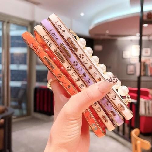 Big Pearl Bracelet Phone Case For Iphone 12 11 Pro MAx Mini Se2020 Coque Iphones X Xs Xr 7 8 Plus Fine Hole Electroplate Cover