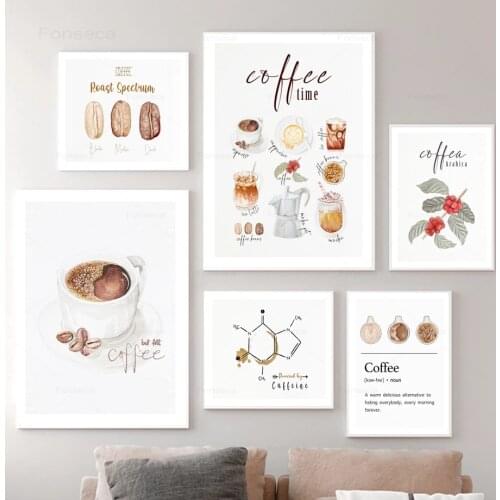 Kitchen Home Decoration Nordic Posters and Prints Elegant Coffee Caffeine Cocoa Cup Canvas Painting Surrealism Wall Art Pictures