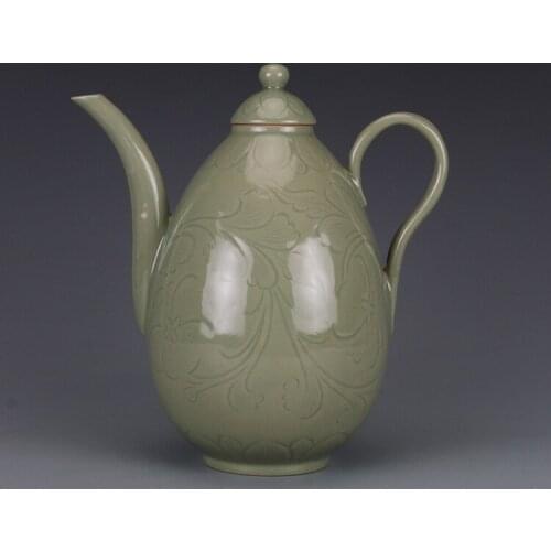 Antique Song Dynasty porcelain pot,YUE Kiln carved flat bottle,hand painted crafts,home Decoration, #044,collection & adornment