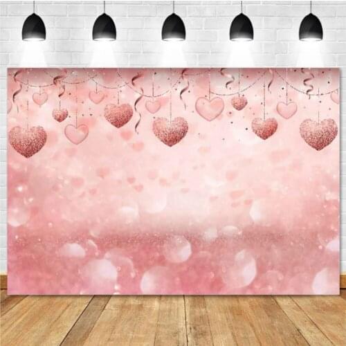 Valentine Photography Backdrop Pink Sparkling Glitter Newborns Baby Children Family Party Photo Background Studio PhotocallW4840