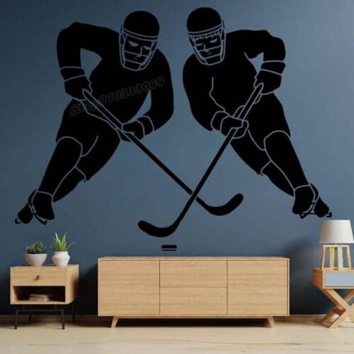 Hockey Wall decal Teamplay Ice Sport svg Washer Fan Hockey stick Hockey player Wall Sticker for Room Decor Vinyl Decal B215