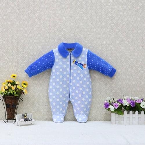 Baby Long Sleeve Peter Pan Collar Rompers One Piece Clothes Velour Kids Clothing Zipper Newborn Sleep Suits