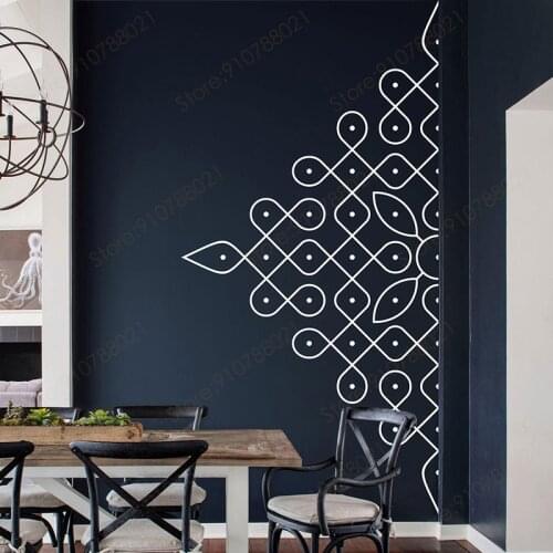Creative Mandala In Half Wall Sticker Vinyl Home Decor for Living Room Bedroom Folk Indian Drawing Wall Art Decals Murals S390