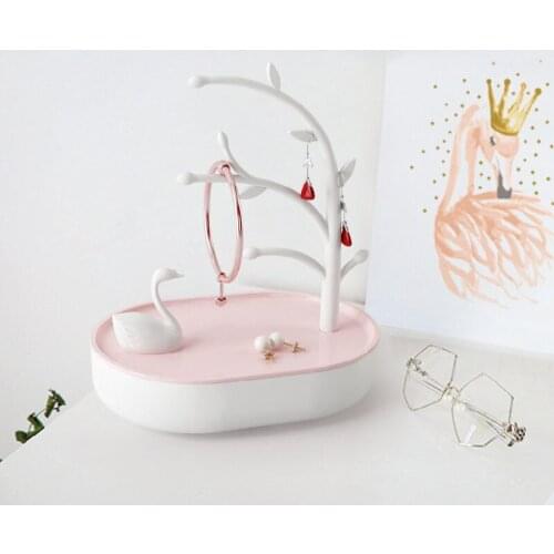 Creative Stylish Swan Jewelry Rack Pink Girl Heart Jewelry Box Swan Lake Jewelry Collection Box Sundries Organizer Rack Shelf