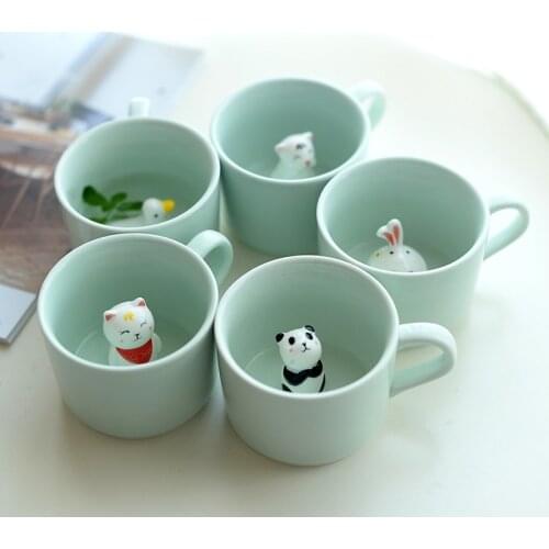 Cartoon Animal Cup Ceramic Mugs Creative Cat Mugs 3D Coffee Tea Milk Mugs Gift For Kids Birthday Gift Mugs