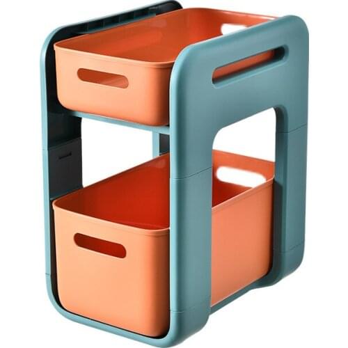 New Double-layer Shelf landing Wheel Kitchen Bathroom Storage Rack Cosmetics Seasoning Storage Rack Spice Organizer