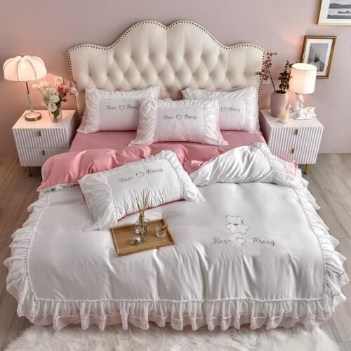 2021 new products 4Pcs Washed silk Luxury bedding sets bed set double queen king size duvet cover bed sheet set pillowcase