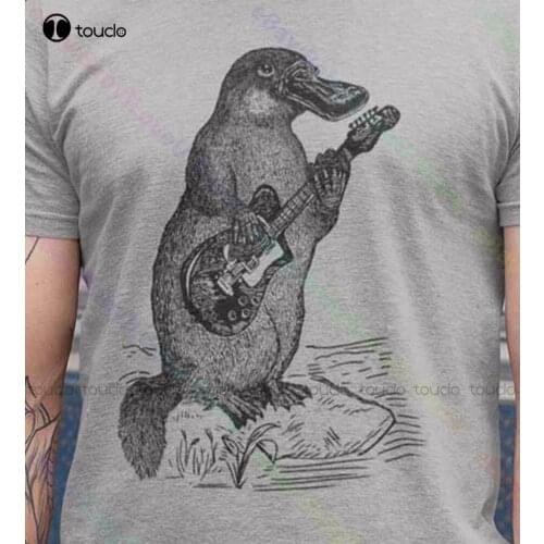 New Platypus Playing Guitar Shirt Duckbill MenS Guitarist Country Music T Shirt Tee Golf Shirts Cotton Tee S-5Xl Unisex