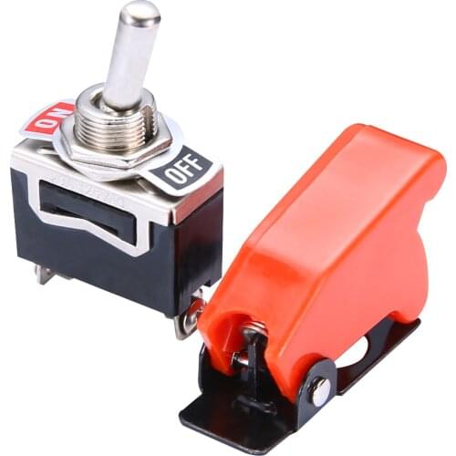 1pcs Auto Car Boat TruckToggle Switch ON/OFF SPST Toggle Switch Metal Lever With Safety Aircraft Flip Up Cover Guard